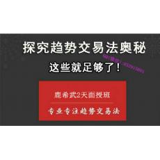 鹿希武 高胜算趋势交易法拐点模型实战技术 2天面授班内部培训视频课程